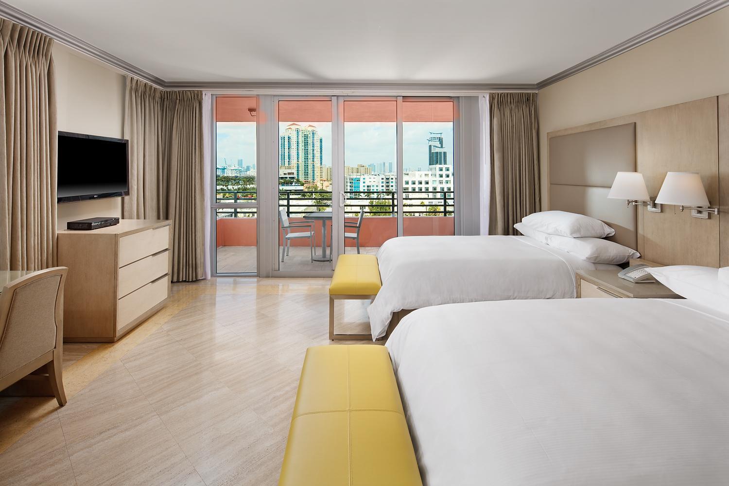 Corner Studio Two Double Beds Partial Ocean View