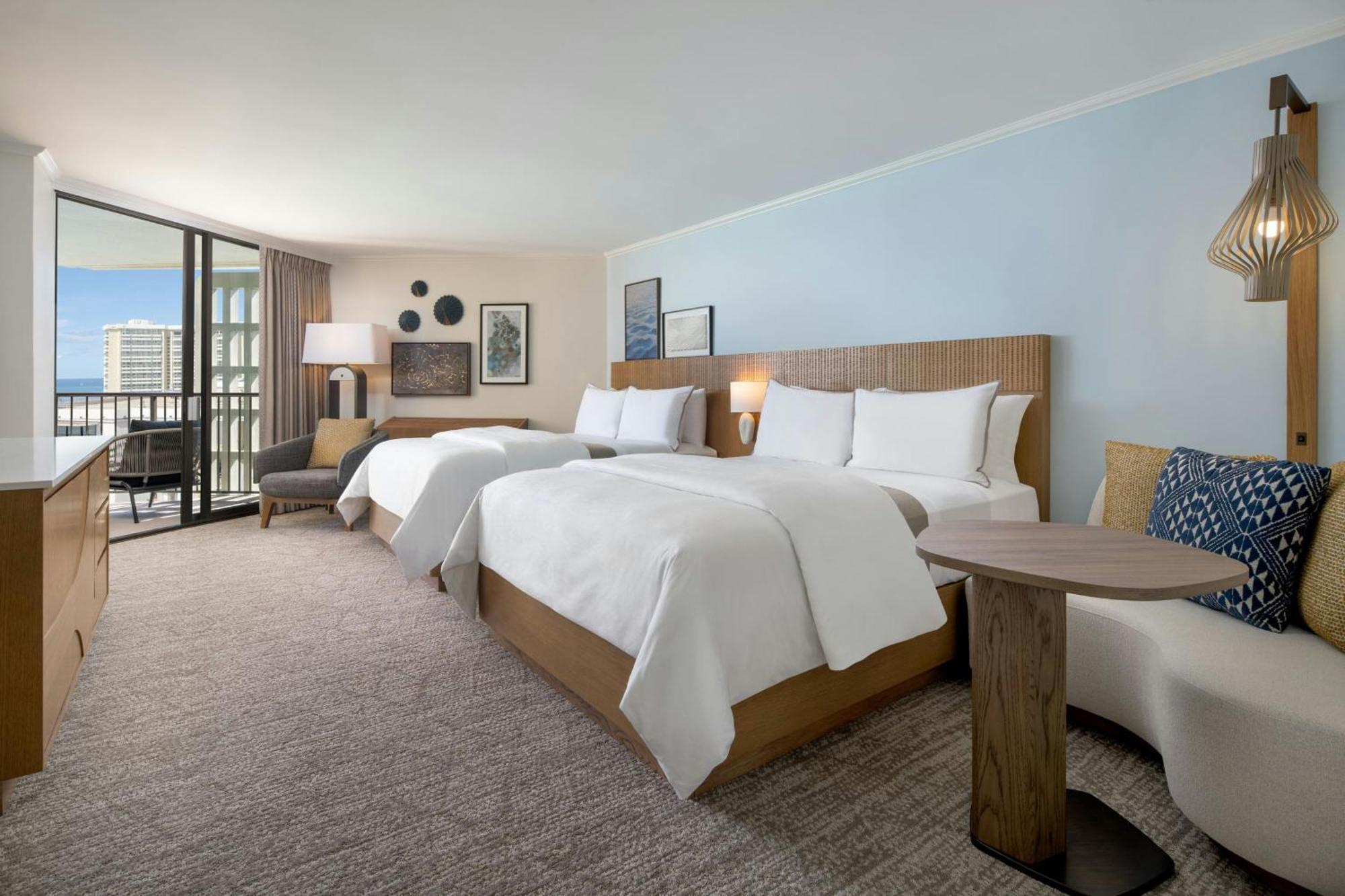 Newly Renovated Tower Partial Ocean View Larger Guest room 2 Double