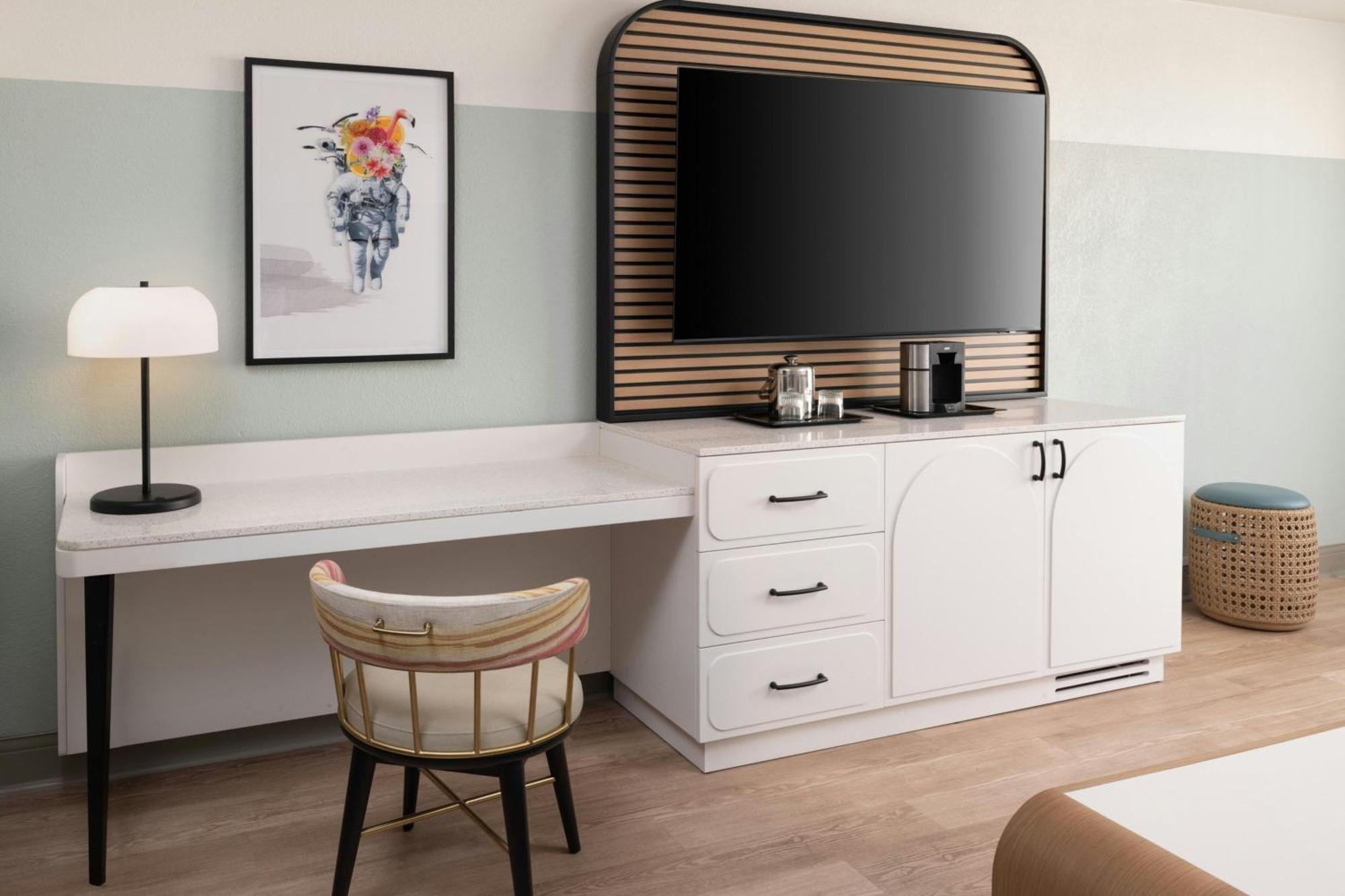 One-Bedroom King Suite Sofa Bed Pool View Mobility Accessible Roll Shower