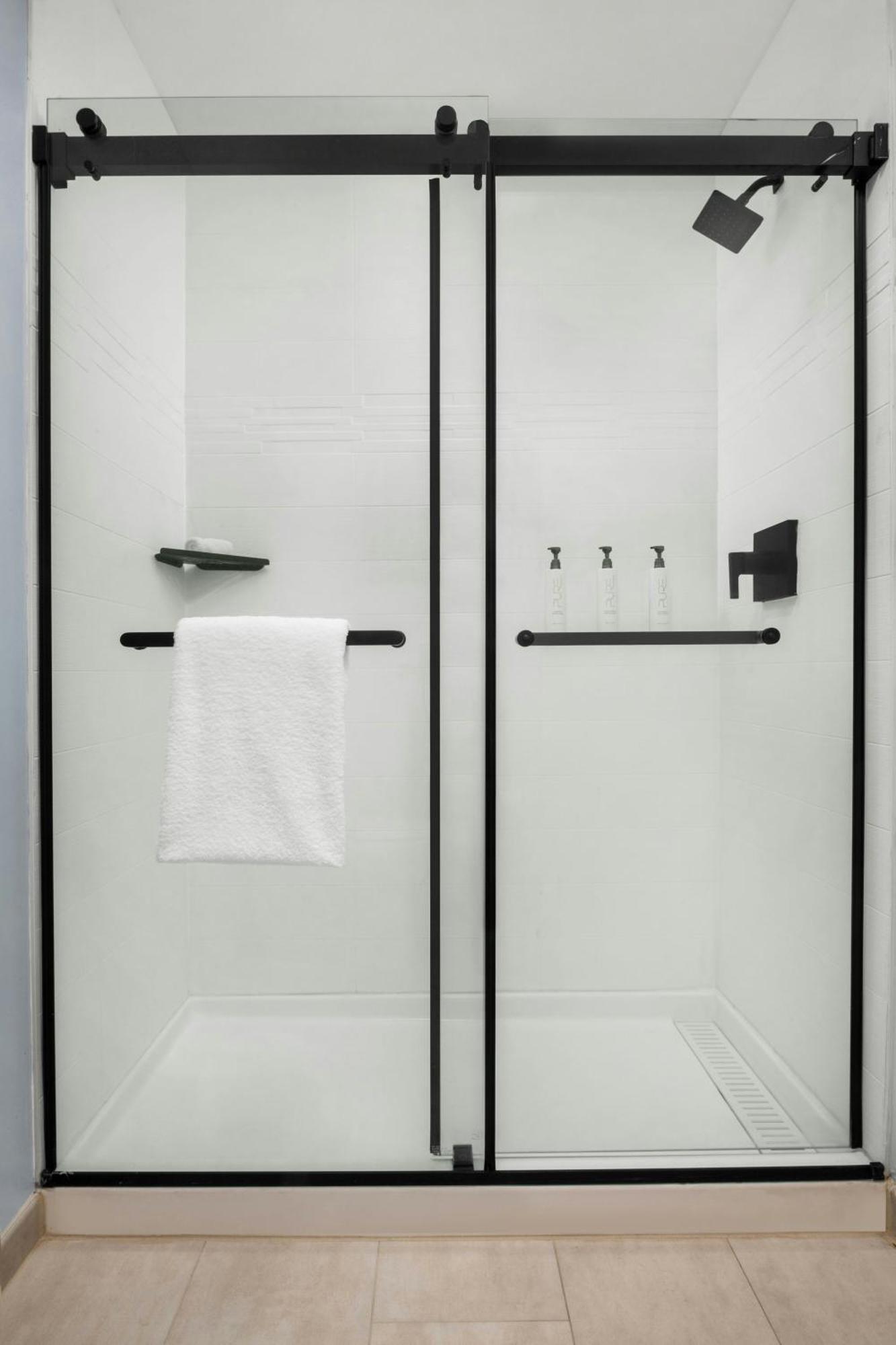 King Room Roll Shower Courtyard View Mobility Accessible