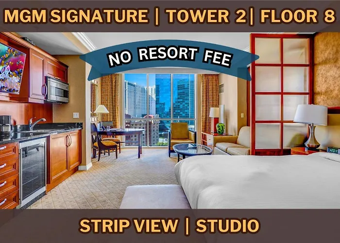 No Resort Fee Mgm Signature Studio Sleeps 4 Strip View Luxstayusa Las Vegas