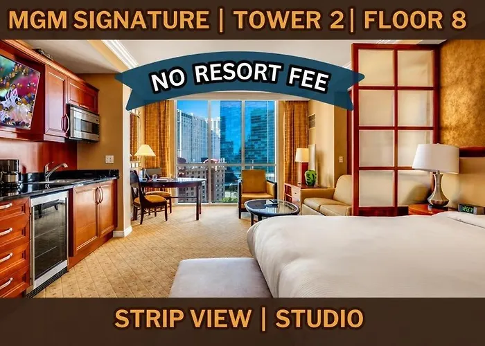 No Resort Fee Mgm Signature Studio Sleeps 4 Strip View Luxstayusa Las Vegas